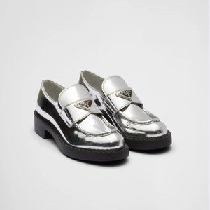 BNIB Prada Metallic Loafers in Argento (Silver) sz.39